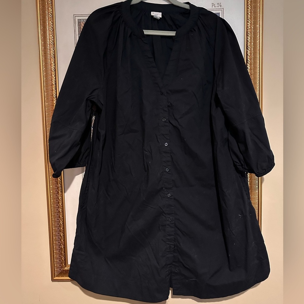 Black Button-Up Tunic Dress